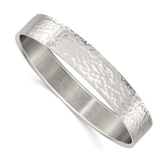 Stainless Steel Brushed and Polished Hammered Bangle