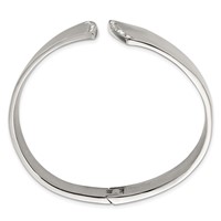 Stainless Steel Polished Bangle with CZ Hinged view 3