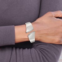 Stainless Steel Polished Bangle with CZ Hinged view 5