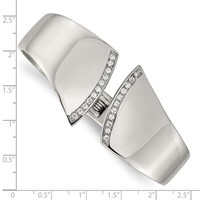 Stainless Steel Polished Bangle with CZ Hinged view 4