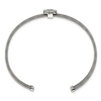 Chisel Stainless Steel Polished Four Leaf Clover Flexible Cuff Bangle view 3
