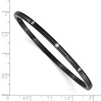 Chisel Stainless Steel Polished Black IP-plated with CZ Bangle view 4