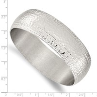 Stainless Steel Brushed and Polished Hammered Bangle view 4