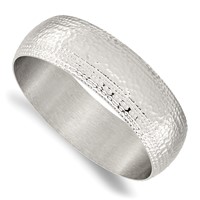 Stainless Steel Brushed and Polished Hammered Bangle view 1