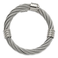 Stainless Steel Polished Adjustable Twist Wire Cuff Bangle view 3