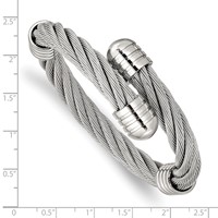 Stainless Steel Polished Adjustable Twist Wire Cuff Bangle view 4