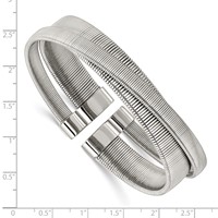 Stainless Steel Polished and Textured Moveable Cuff Bracelet view 4