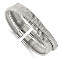 Stainless Steel Polished and Textured Moveable Cuff Bracelet view 1