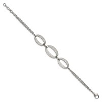 Stainless Steel Polished Laser Cut Bracelet with.5in Ext., 7" view 3