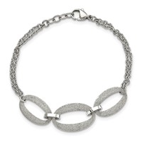 Stainless Steel Polished Laser Cut Bracelet with.5in Ext., 7" view 4