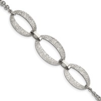 Stainless Steel Polished Laser Cut Bracelet with.5in Ext., 7" view 1