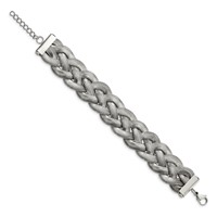 Stainless Steel Polished Braided Mesh Bracelet with Ext. 7in, 1.25" view 3
