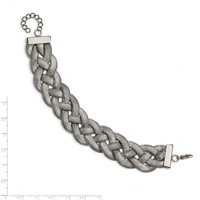 Stainless Steel Polished Braided Mesh Bracelet with Ext. 7in, 1.25" view 5