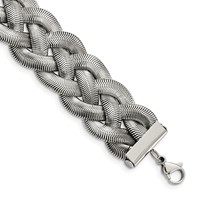 Stainless Steel Polished Braided Mesh Bracelet with Ext. 7in, 1.25" view 1