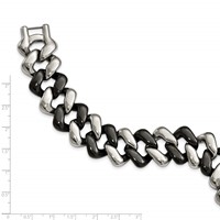Stainless Steel Polished Bracelet with Black Ceramic, 7.5" view 5