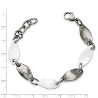 Chisel Stainless Steel Polished Bracelet with White Ceramic Twisted Link, 7.75" view 5