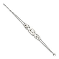 Stainless Steel Polished and Textured Bracelet with ext.7in, 1" view 3