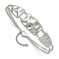Stainless Steel Polished and Textured Bracelet with ext.7in, 1" view 4