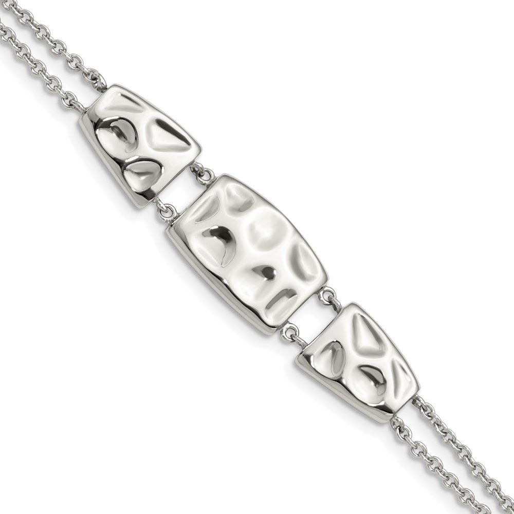 Stainless Steel Polished and Textured Bracelet with ext.7in, 1"
