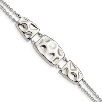 Stainless Steel Polished and Textured Bracelet with ext.7in, 1" view 1