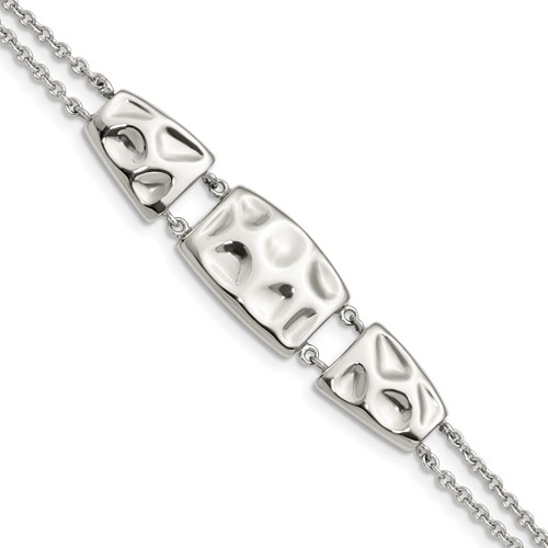 Stainless Steel Polished and Textured Bracelet with ext.7in, 1"
