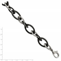 Chisel Stainless Steel Polished Bracelet with Black Ceramic Open Link, 8" view 5