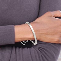 Chisel Stainless Steel Polished Bar Adjustable Fabric Cord Bangle Bracelet view 5