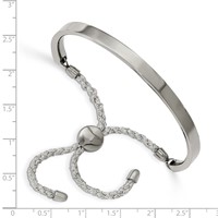 Chisel Stainless Steel Polished Bar Adjustable Fabric Cord Bangle Bracelet view 3