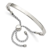 Chisel Stainless Steel Polished Bar Adjustable Fabric Cord Bangle Bracelet view 1