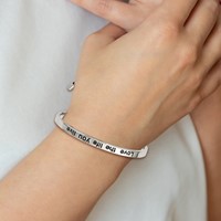 Stainless Steel Polished Black Enamel & Fabric Love Life Adjustable Bangle view 5