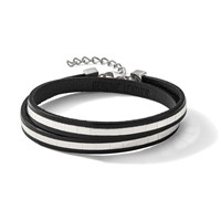 Stainless Steel Polished Italian Leather Bracelet with 2in Ext Wrap, 14.5" view 3