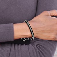 Stainless Steel Polished Black IP-plated Bracelet with Black CZ Adjustable view 3