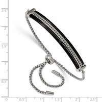 Stainless Steel Polished Black IP-plated Bracelet with Black CZ Adjustable view 2