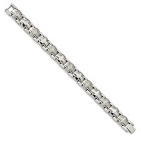 Chisel Stainless Steel Brushed and Polished Cross Link Bracelet, 8.25" view 2