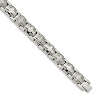 Chisel Stainless Steel Brushed and Polished Cross Link Bracelet, 8.25" view 1