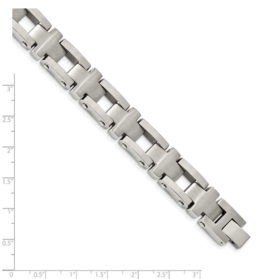 Chisel Stainless Steel Brushed and Polished 8.5 inch Open Cross Link Bracelet