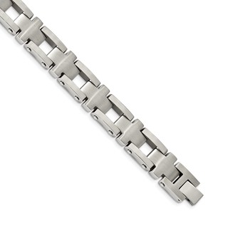 Chisel Stainless Steel Brushed and Polished 8.5 inch Open Cross Link Bracelet