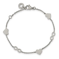Chisel Stainless Steel Polished Heart and Infinity Bracelet with 1 Inch Extension - 7in view 2