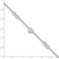 Chisel Stainless Steel Polished Heart and Infinity Bracelet with 1 Inch Extension - 7in view 4