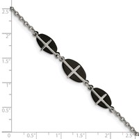 Stainless Steel Polished Black IP-plated Bracelet with 1in Ext. Cross, 7" view 4