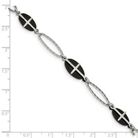 Stainless Steel Polished Black IP-plated Bracelet with 1in Ext. Cross, 7" view 4