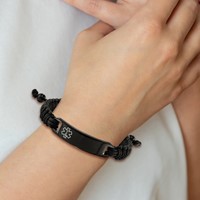 Chisel Stainless Steel Polished Black IP-plated Bracelet with White Enamel Black Nylon Adjustable Medical ID view 3