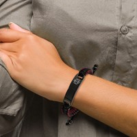 Chisel Stainless Steel Polished Black IP-plated Bracelet with White Enamel Black and Red Nylon Adjustable Medical ID view 3