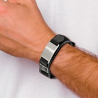 Chisel Stainless Steel Brushed Black Nylon Bracelet with Adjustable Velcro Close Medical ID view 3