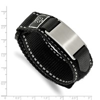 Chisel Stainless Steel Brushed Black Nylon Bracelet with Adjustable Velcro Close Medical ID view 2