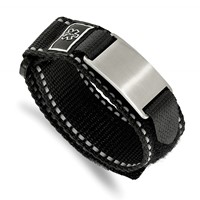 Chisel Stainless Steel Brushed Black Nylon Bracelet with Adjustable Velcro Close Medical ID view 1