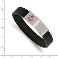 Chisel Stainless Steel Brushed Bracelet with Red Enamel Black Silicone Stretch Medical ID view 2