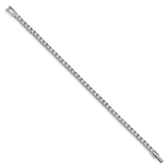 Stainless Steel Polished CZ Tennis Bracelet