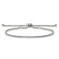 Chisel Stainless Steel Polished CZ Adjustable Bracelet view 2