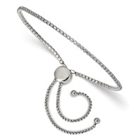 Chisel Stainless Steel Polished CZ Adjustable Bracelet view 1
